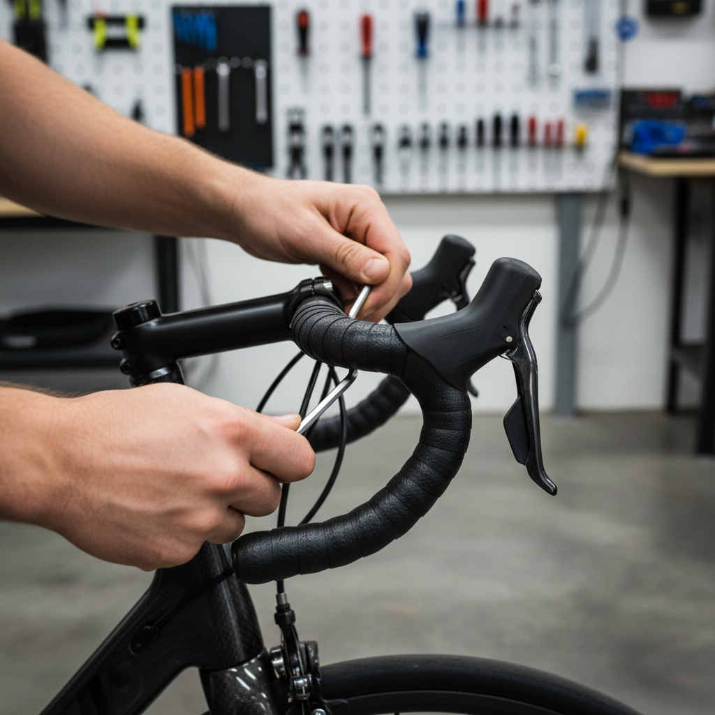 Cyclist adjusting brake lever angle to keep wrists neutral and reduce numbness