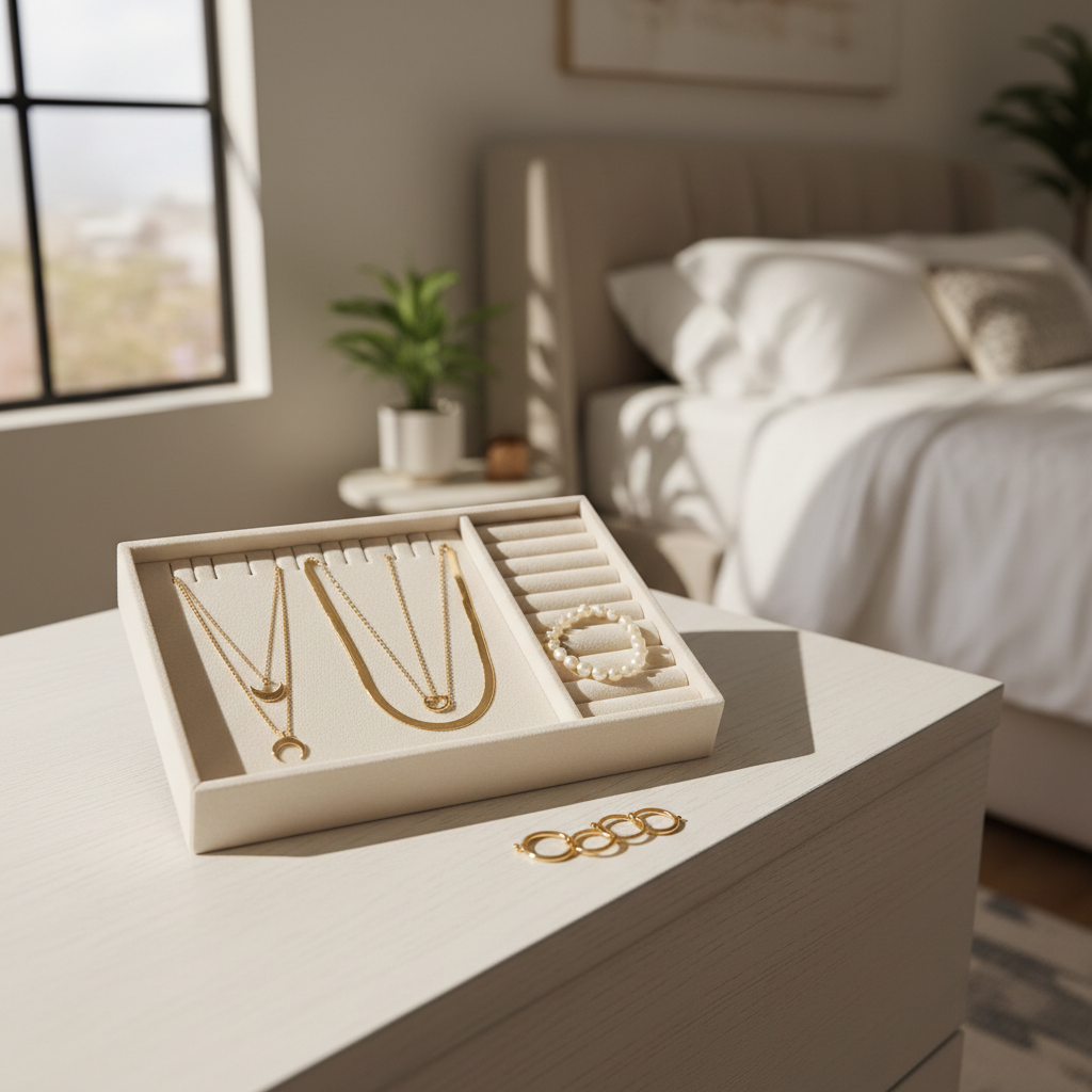 Jewelry organizer and necklace layering clasp to prevent tangles