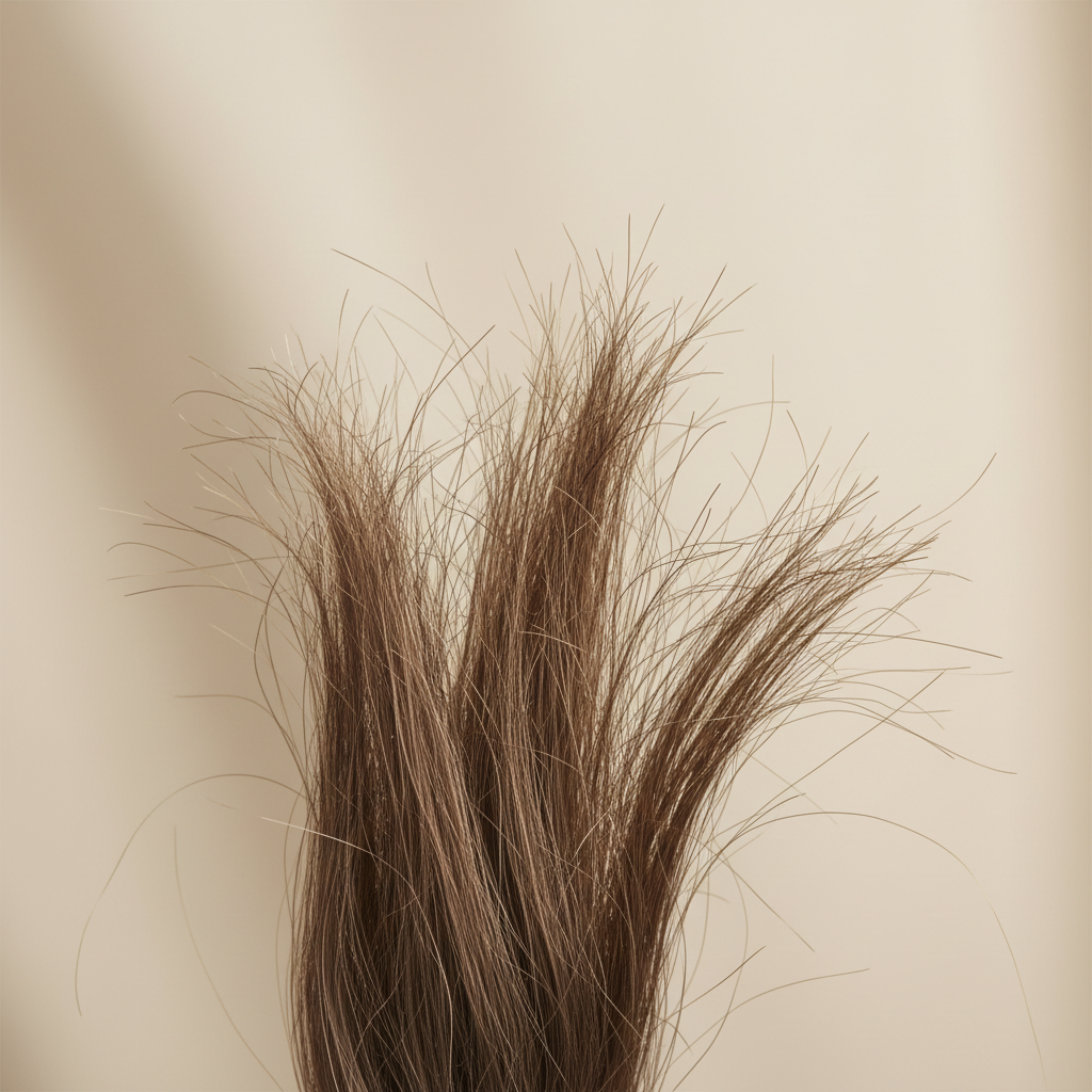 Damaged hair signs like frizz, split ends, and breakage close-up