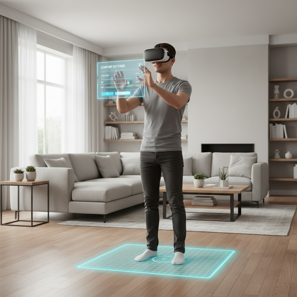 VR comfort settings and play area setup for puzzle games