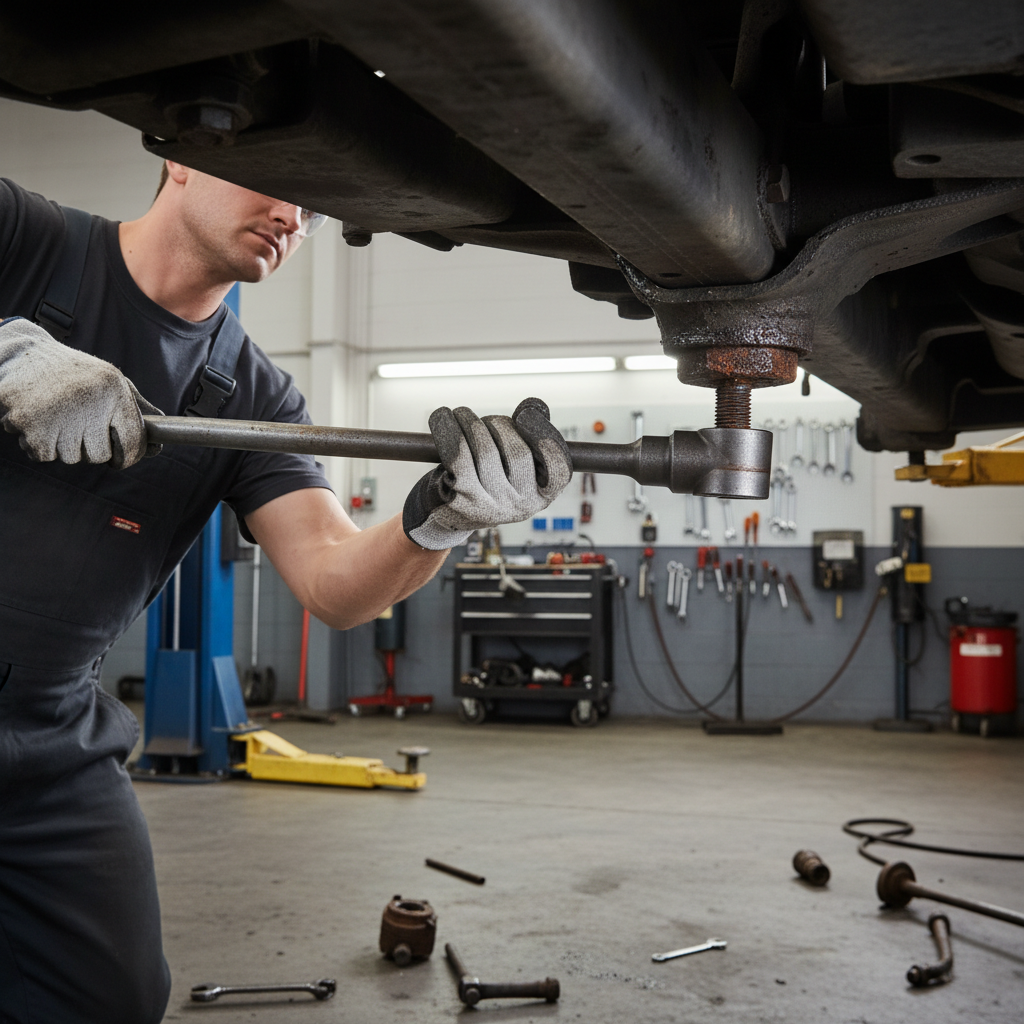Using a breaker bar with a 6-point socket to loosen a stubborn rusty bolt safely
